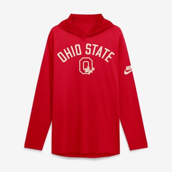 Men's Nike  Scarlet Ohio State Buckeyes Legacy Arch Tri-Blend Long Sleeve Hooded T-Shirt