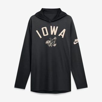 Men's Nike  Black Iowa Hawkeyes Legacy Arch Tri-Blend Long Sleeve Hooded T-Shirt