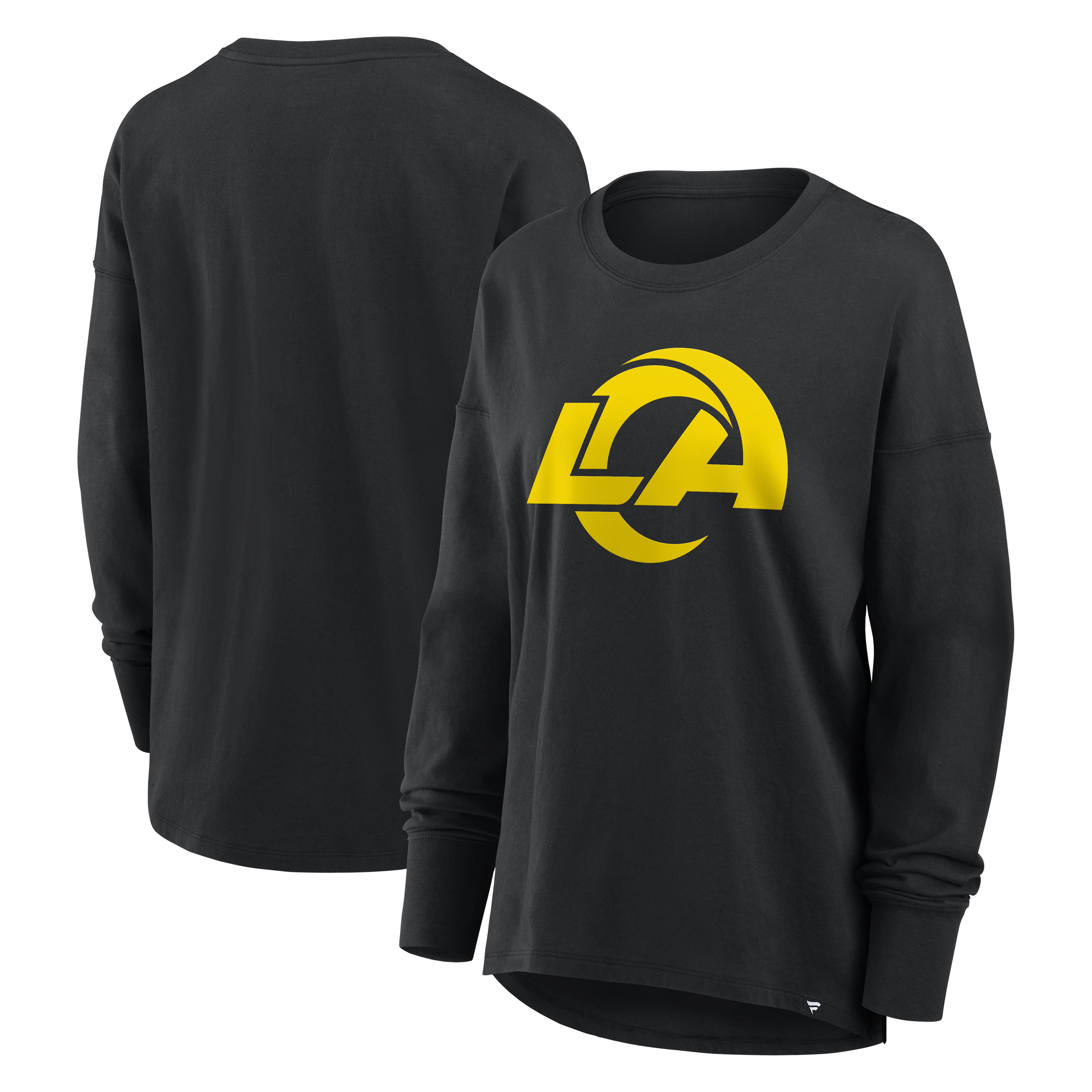 Women's Fanatics Black Los Angeles Rams Relaxed Hip Essential Long Sleeve T-Shirt