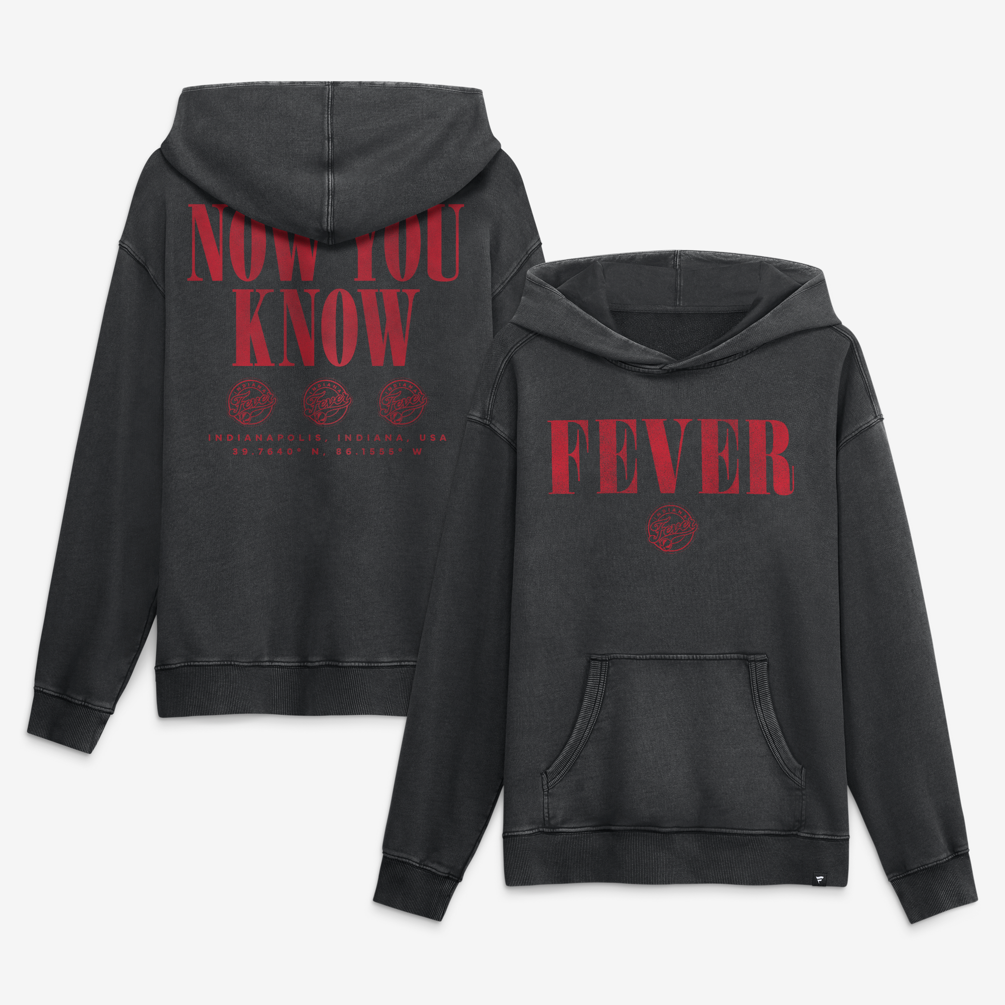 Men's Fanatics Black Indiana Fever Relaxed Washed Hoodie