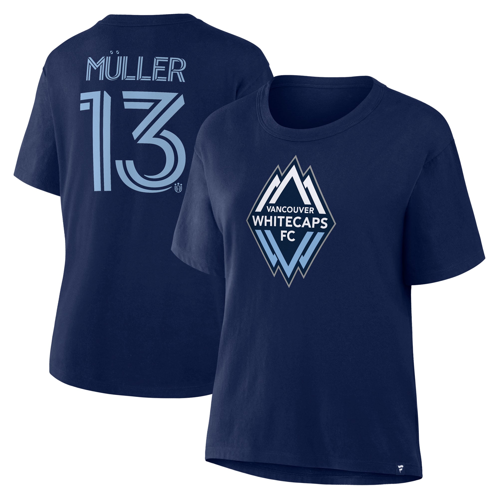 Women's Fanatics Thomas Müller Navy Vancouver Whitecaps FC Name & Number V-Neck T-Shirt