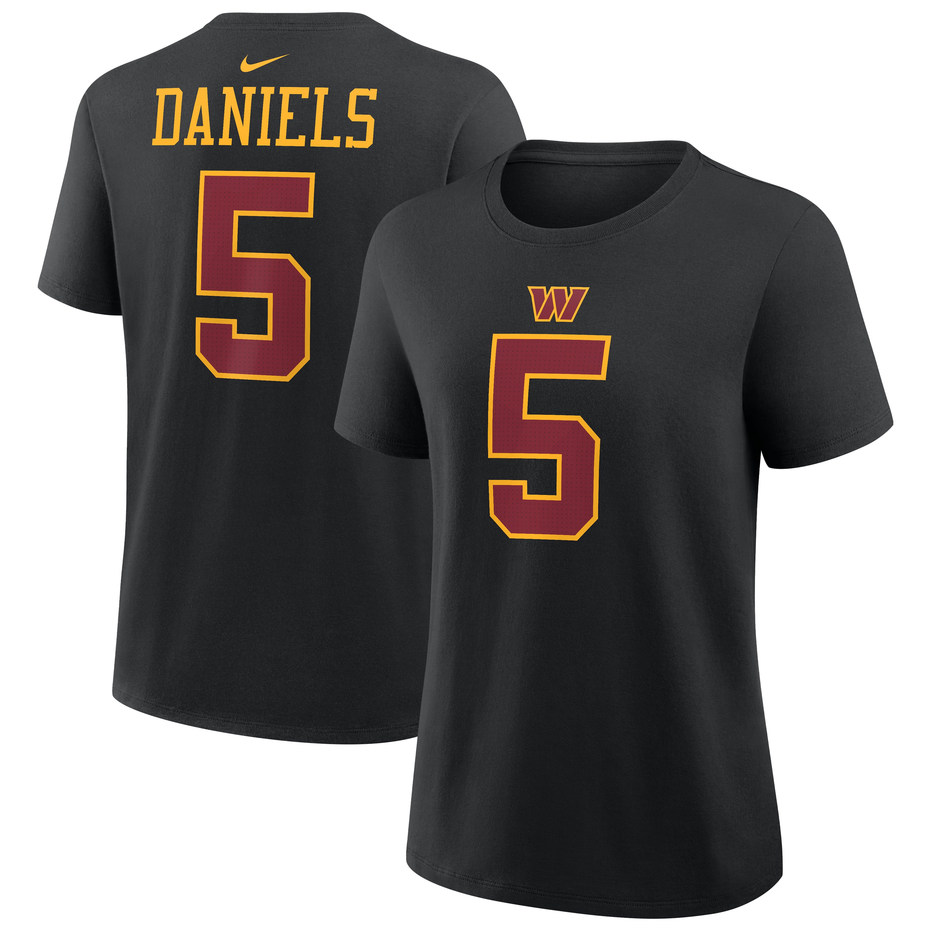 Women's Nike Jayden Daniels Black Washington Commanders Name & Number T-Shirt