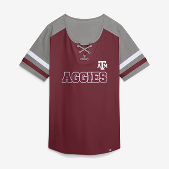 Women's Fanatics Maroon Texas A&M Aggies Power Play Athena Lace-Up T-Shirt