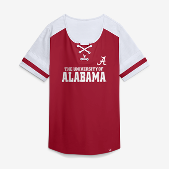 Women's Fanatics Crimson Alabama Crimson Tide Power Play Athena Lace-Up T-Shirt