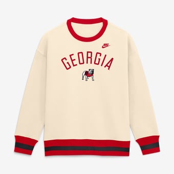 Women's Nike  Natural Georgia Bulldogs Oversized Legacy Arch Phoenix Sweatshirt
