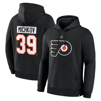 Men's Fanatics Matvei Michkov Black Philadelphia Flyers Authentic Stack Name & Number Hoodie