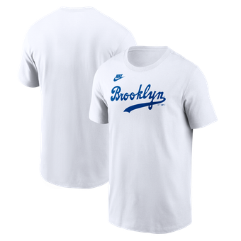 Men's Nike White Brooklyn Dodgers Cooperstown Collection Wordmark T-Shirt