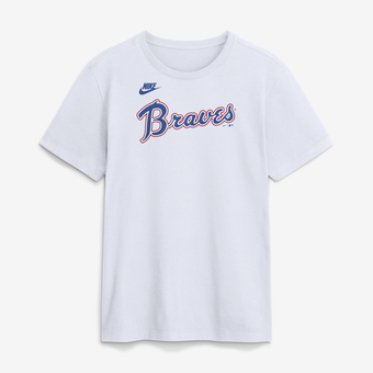Men's Nike White Atlanta Braves Cooperstown Collection Wordmark T-Shirt