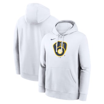 Men's Nike White Milwaukee Brewers Logo Club Hoodie