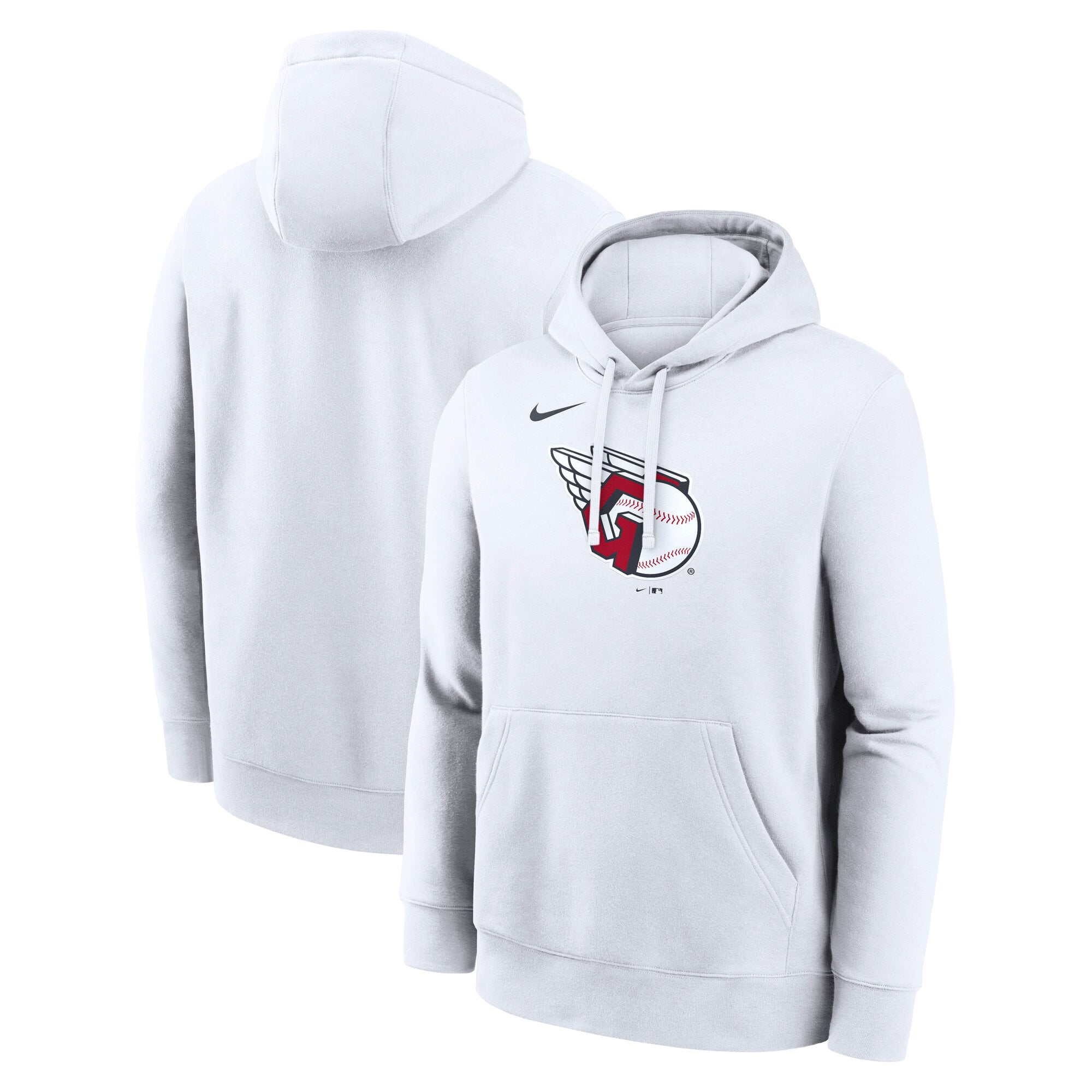 Men's Nike White Cleveland Guardians Logo Club Hoodie