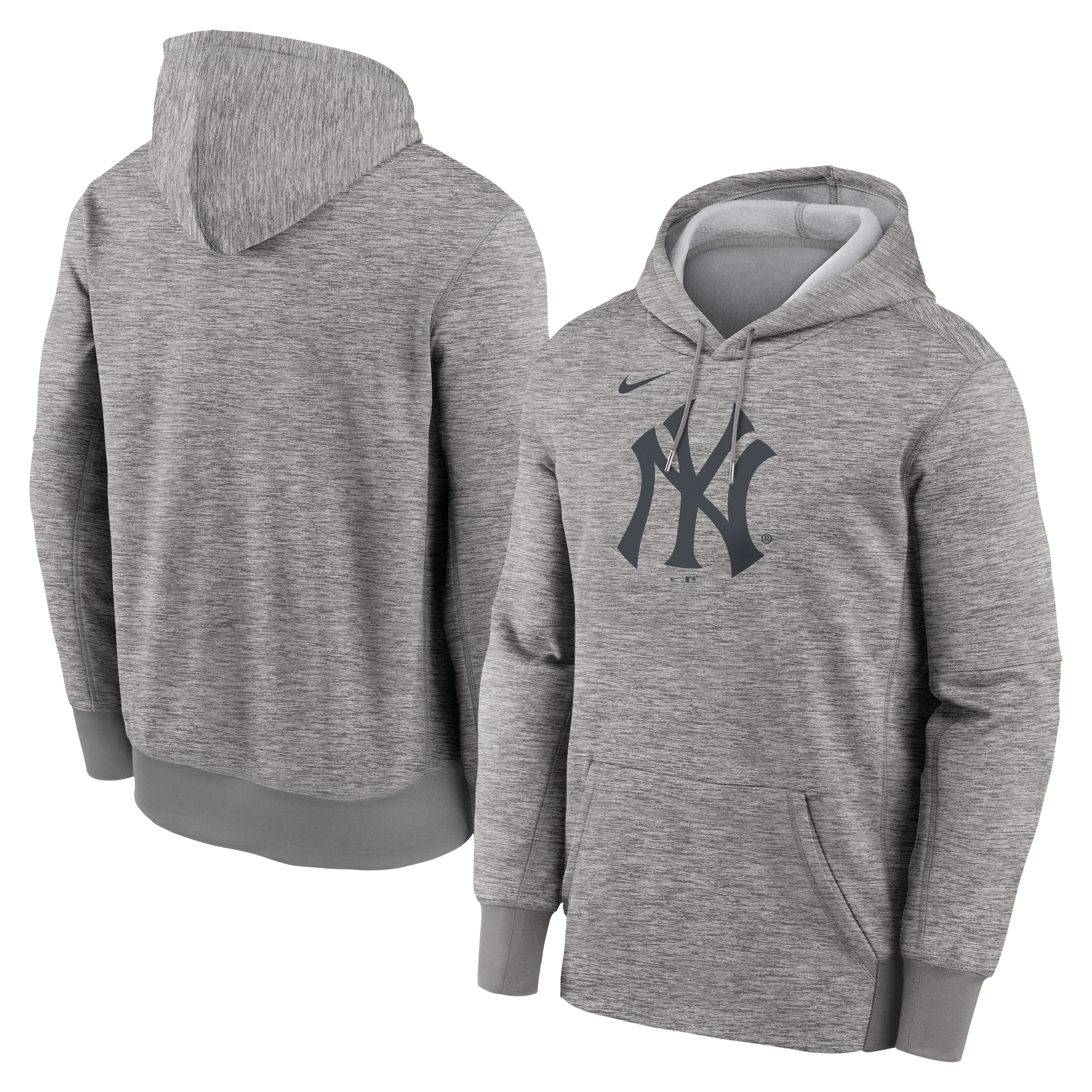 Men's Nike Heather Gray New York Yankees Primary Logo Therma Hoodie