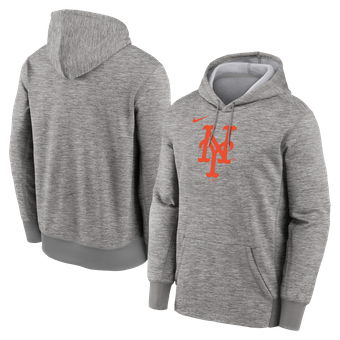 Men's Nike Heather Gray New York Mets Primary Logo Therma Hoodie