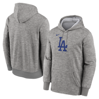 Men's Nike Heather Gray Los Angeles Dodgers Primary Logo Therma Hoodie