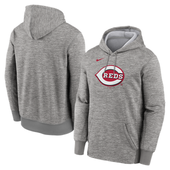 Men's Nike Heather Gray Cincinnati Reds Primary Logo Therma Hoodie