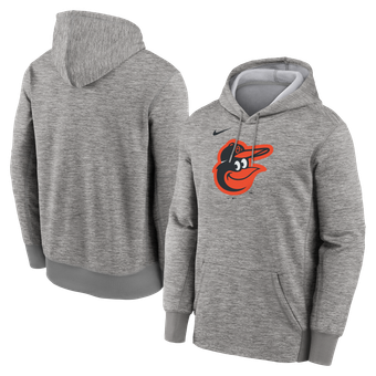 Men's Nike Heather Gray Baltimore Orioles Primary Logo Therma Hoodie