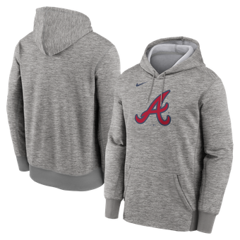 Men's Nike Heather Gray Atlanta Braves Primary Logo Therma Hoodie