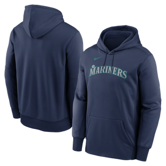 Men's Nike Navy Seattle Mariners Primary Wordmark Therma Hoodie
