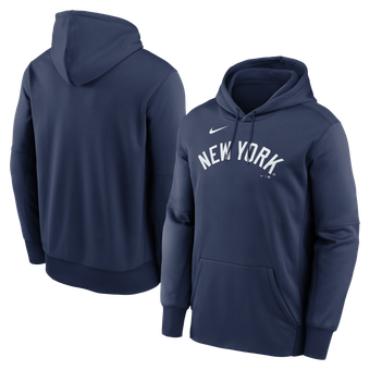 Men's Nike Navy New York Yankees Primary Wordmark Therma Hoodie