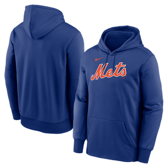 Men's Nike Royal New York Mets Primary Wordmark Therma Hoodie