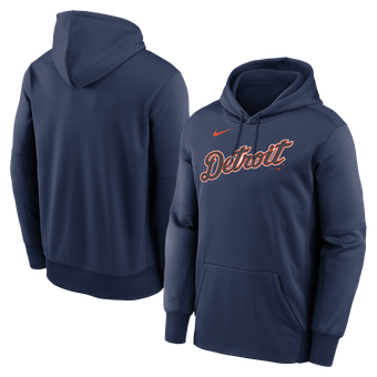Men's Nike Navy Detroit Tigers Primary Wordmark Therma Hoodie