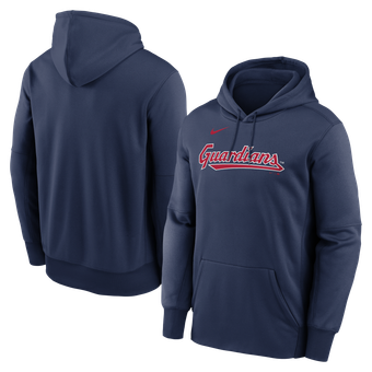 Men's Nike Navy Cleveland Guardians Primary Wordmark Therma Hoodie