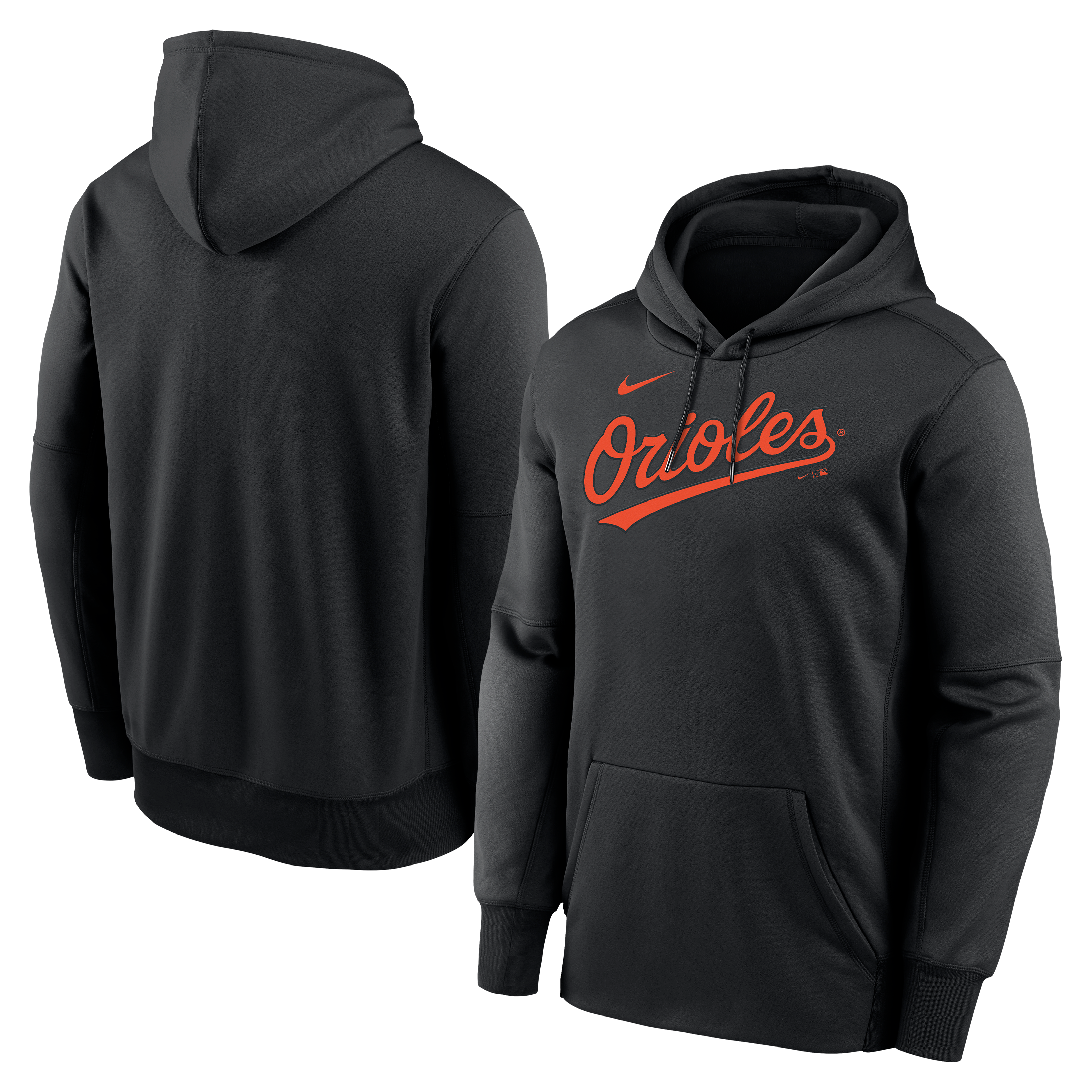 Men's Nike Black Baltimore Orioles Primary Wordmark Therma Hoodie