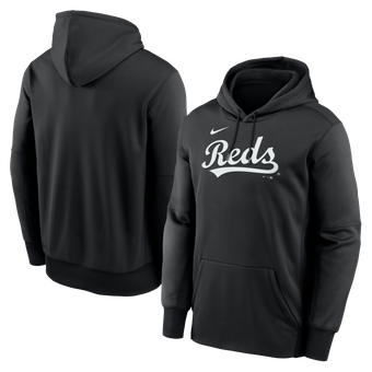 Men's Nike Black Cincinnati Reds Primary Wordmark Therma Hoodie