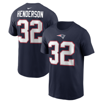 Men's Nike TreVeyon Henderson Navy New England Patriots Name & Number T-Shirt