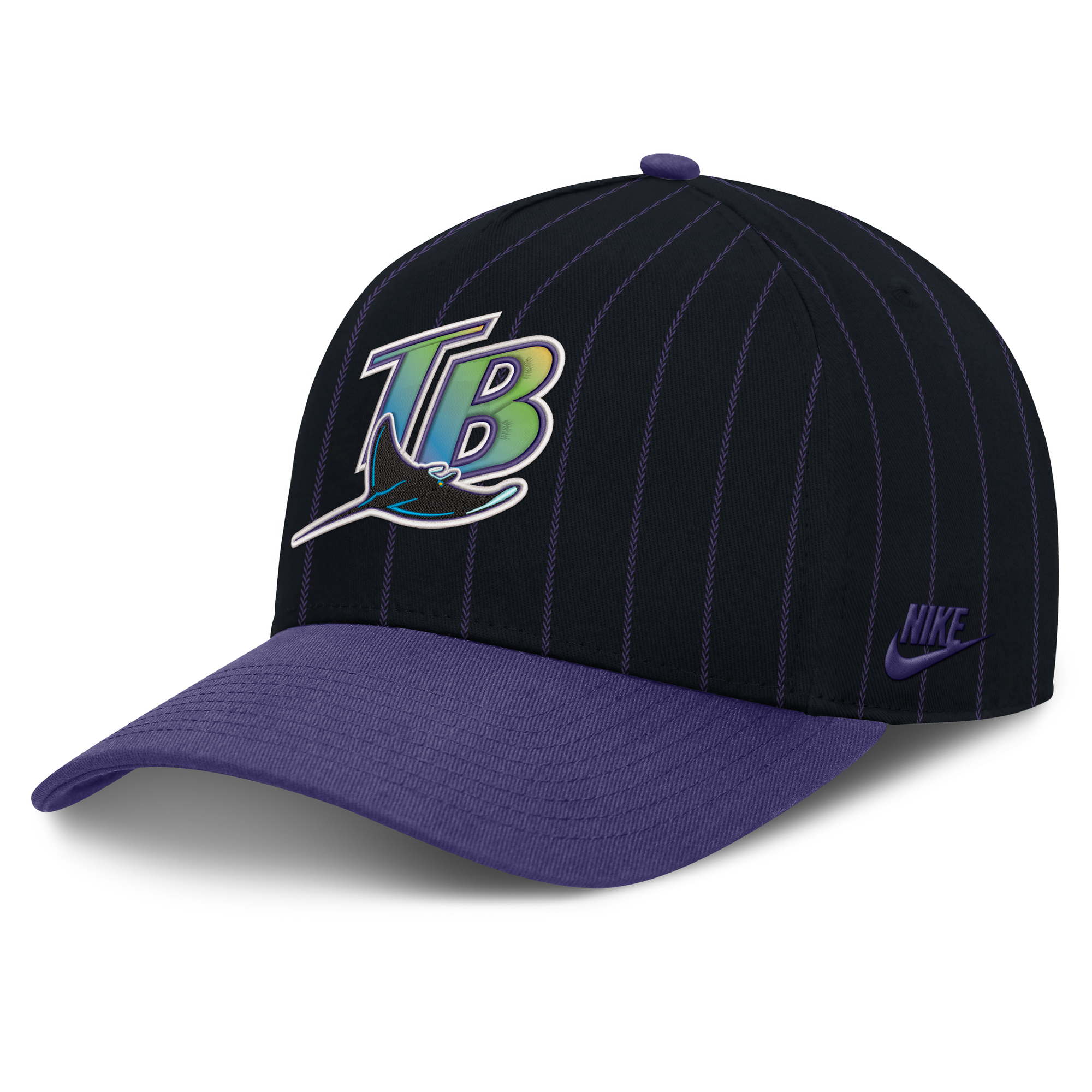 Male Nike Black/Purple Tampa Bay Rays Cooperstown Rise A-Frame Adjustable Hat
