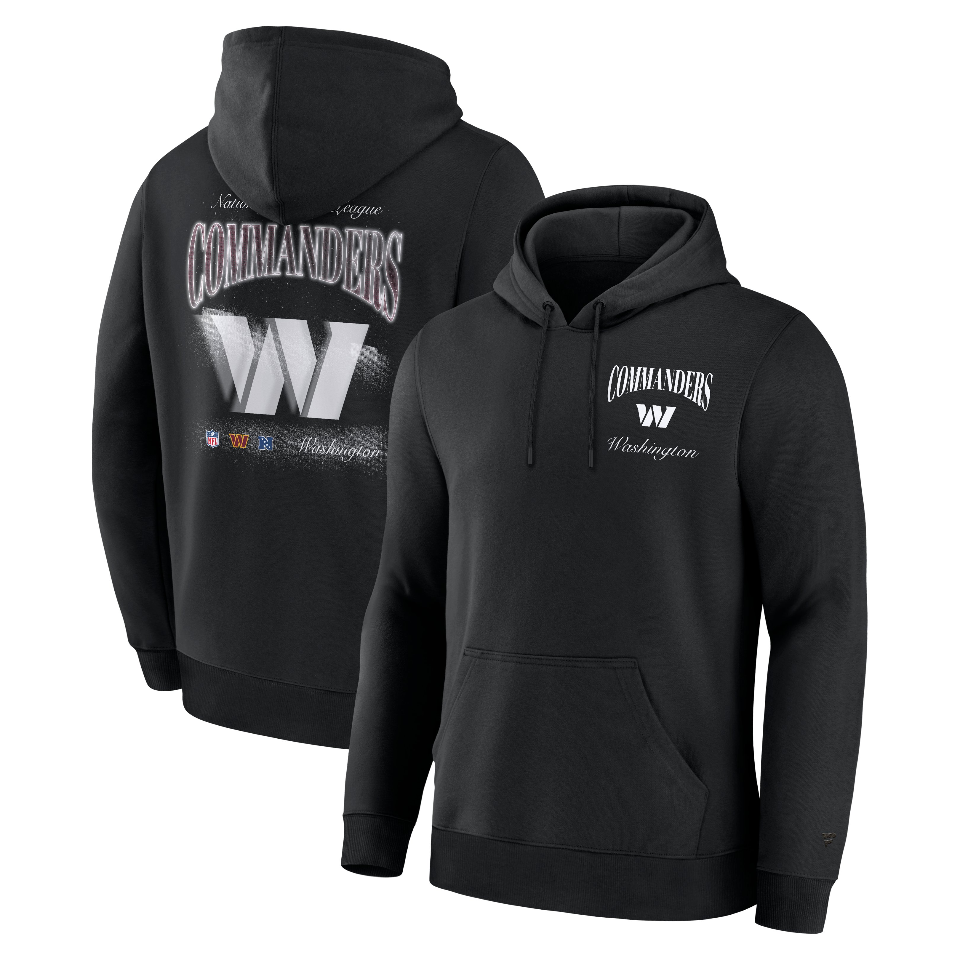 Men's Fanatics  Black Washington Commanders Back Logo Fleece Hoodie
