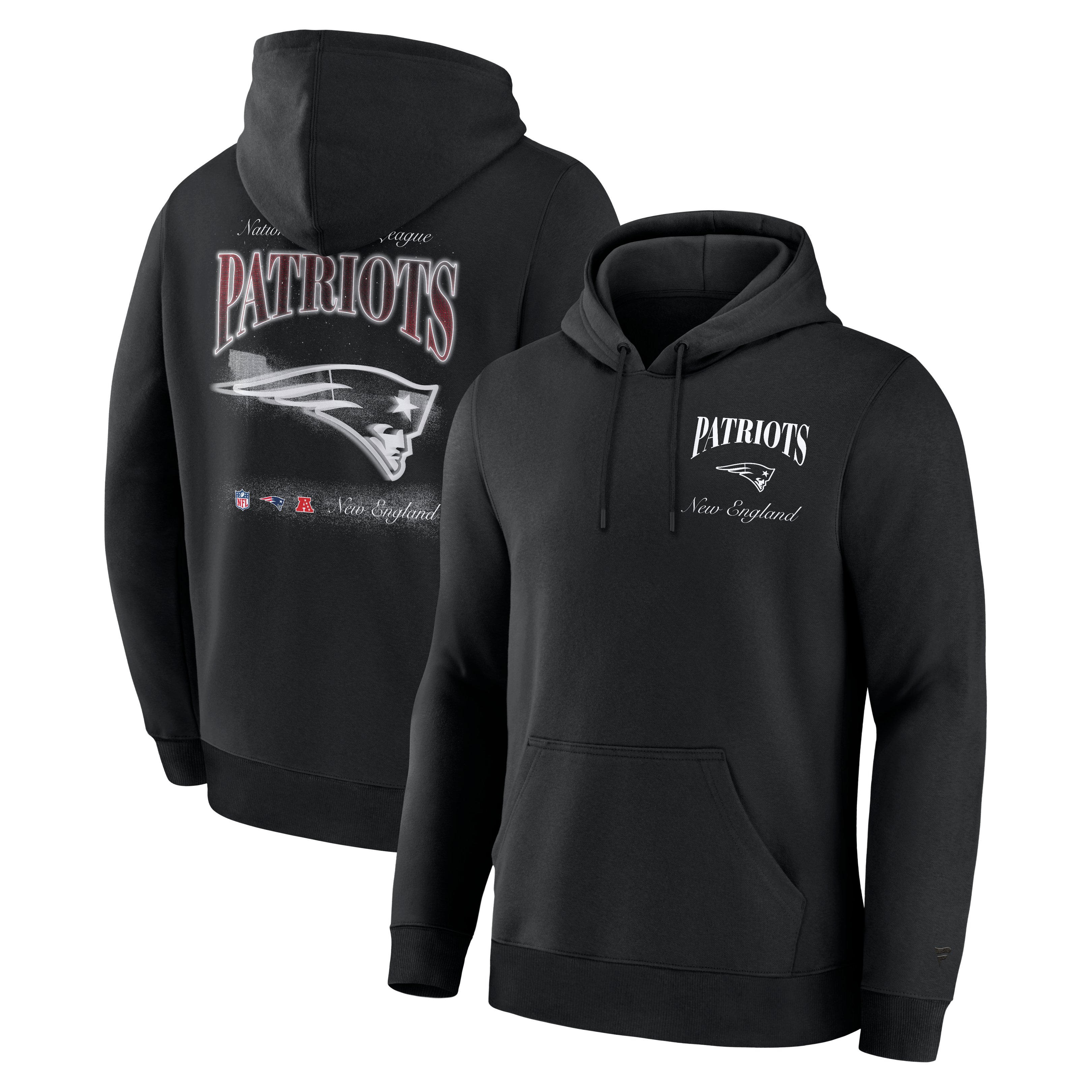 Men's Fanatics  Black New England Patriots Back Logo Fleece Hoodie