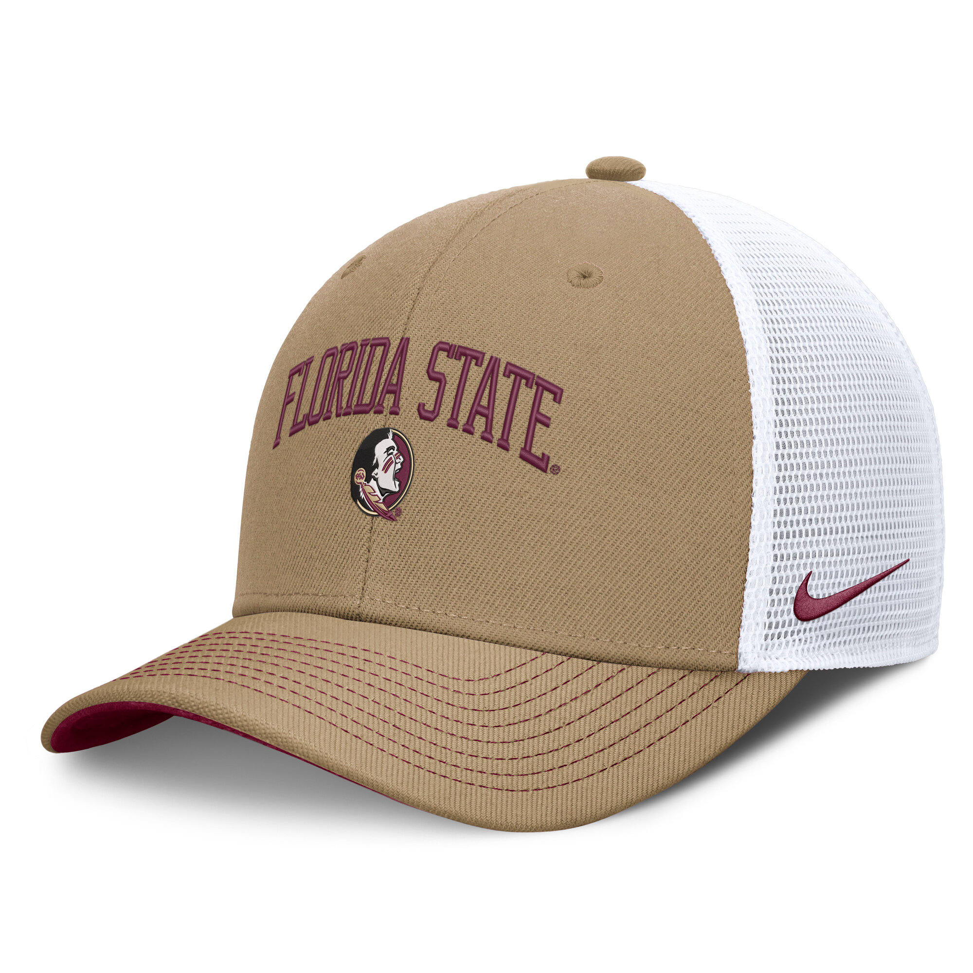 Unisex Nike  Beige/White Florida State Seminoles Dri-FIT Primetime Arched Trucker Adjustable Hat