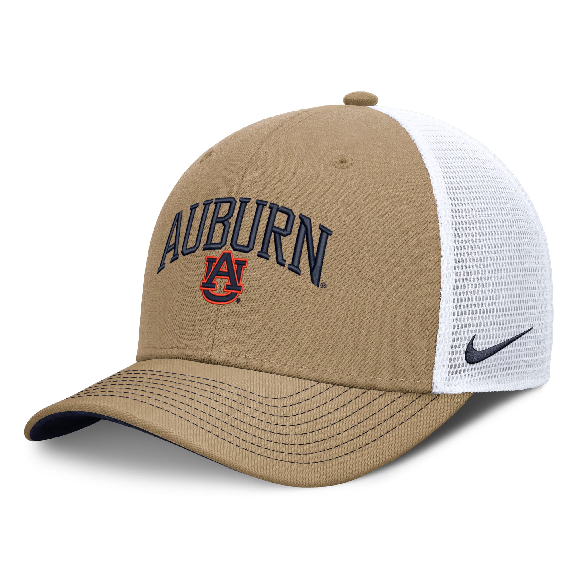 Unisex Nike  Beige/Navy Auburn Tigers Primetime Arched Trucker Adjustable Hat