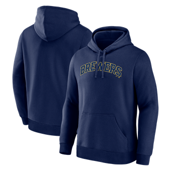 Men's Logo Athletic Navy Milwaukee Brewers Wordmark Hoodie