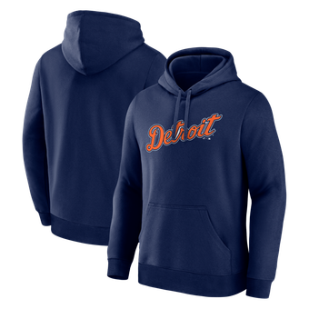 Men's Logo Athletic Navy Detroit Tigers Wordmark Hoodie