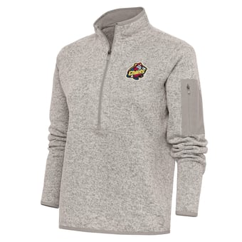 Women's Antigua  Oatmeal Peoria Chiefs Fortune Half-Zip Pullover Jacket