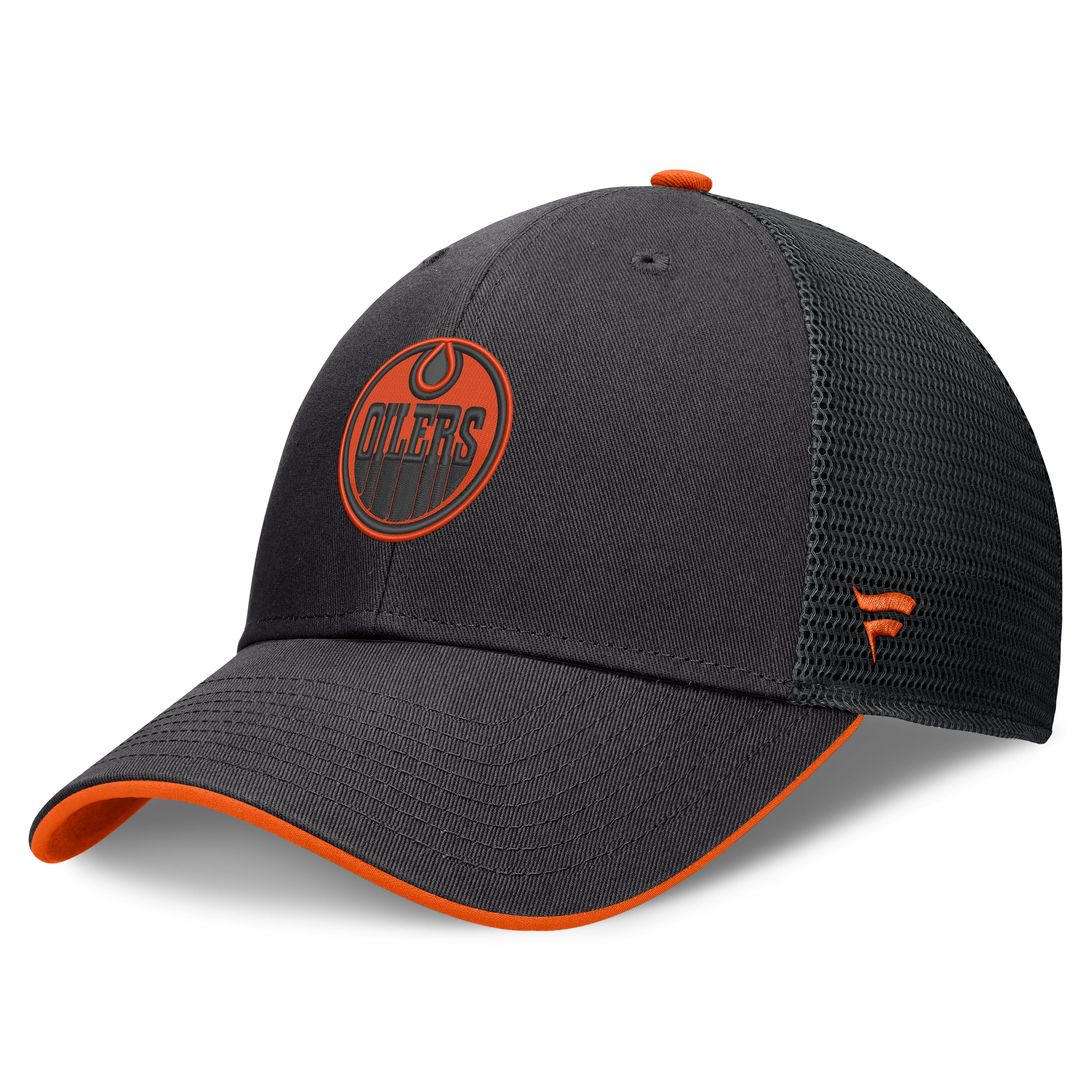 Men's Fanatics Black Edmonton Oilers Fundamental Limits Trucker Adjustable Hat