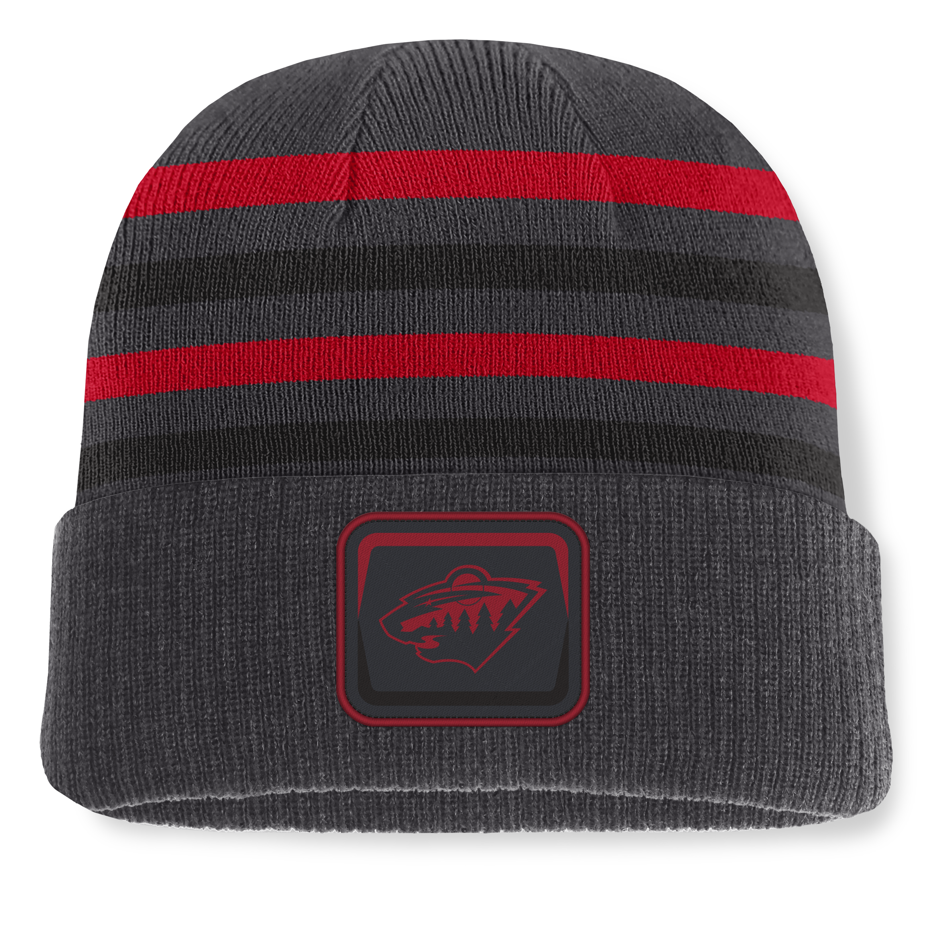 Men's Fanatics Black Minnesota Wild Knurly Stripe Cuffed Knit Hat