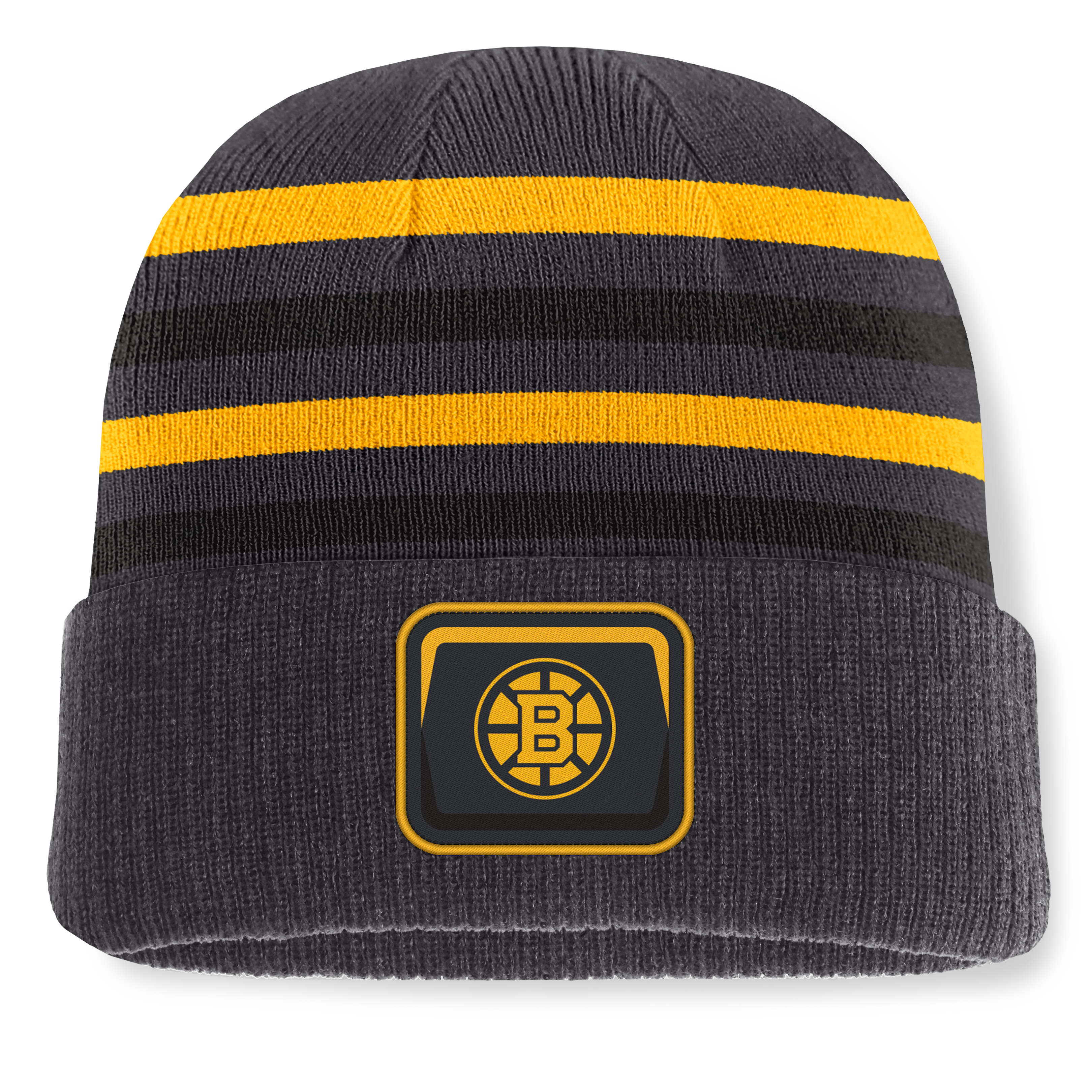 Men's Fanatics Black Boston Bruins Knurly Stripe Cuffed Knit Hat