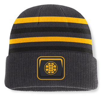 Men's Fanatics Black Boston Bruins Knurly Stripe Cuffed Knit Hat