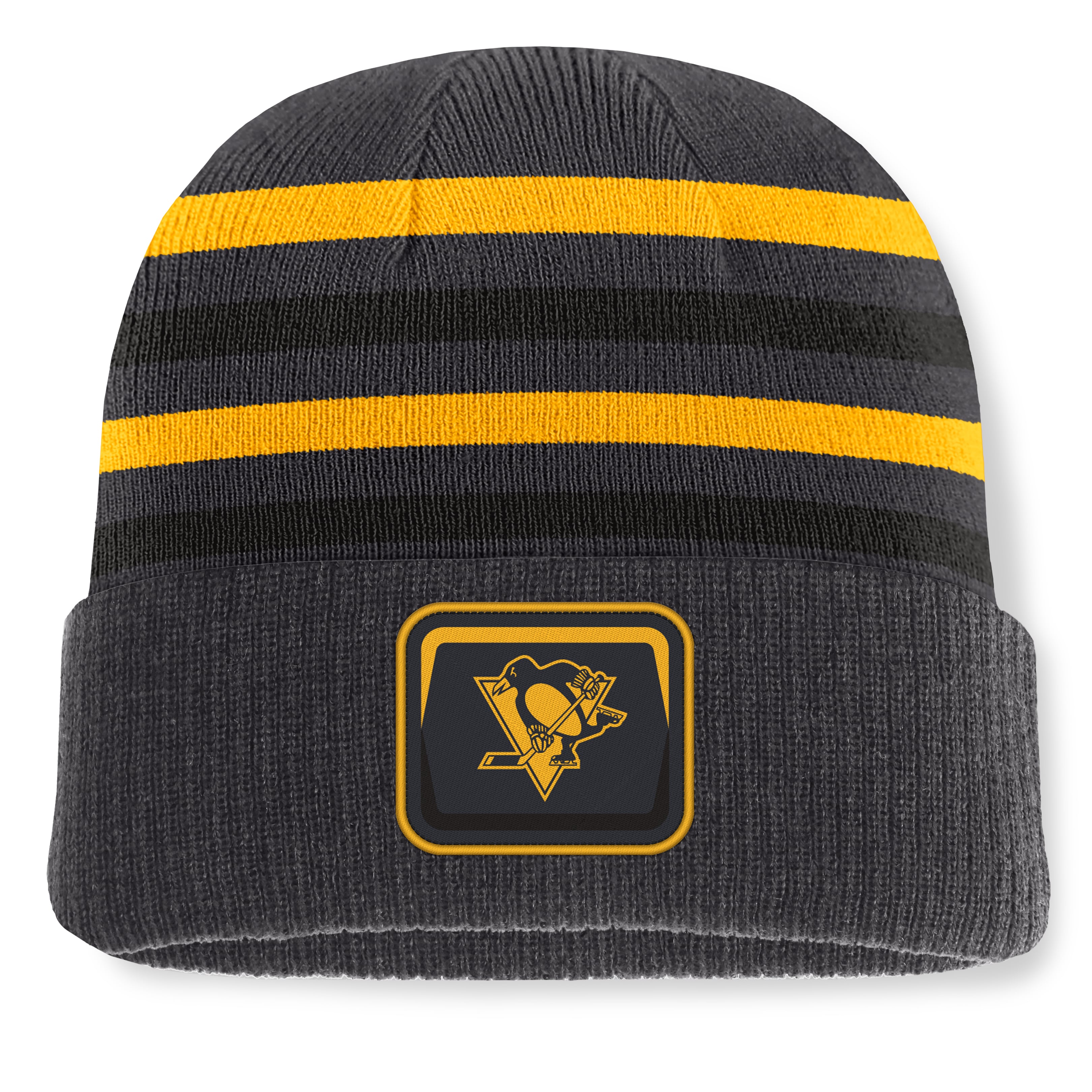 Men's Fanatics Black Pittsburgh Penguins Knurly Stripe Cuffed Knit Hat