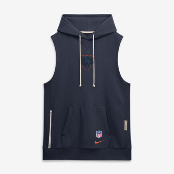 Men's Nike Navy Chicago Bears 2026 Rivalries Collection Sideline Sleeveless Fleece Hoodie