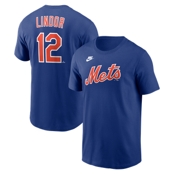 Men's Nike Francisco Lindor Royal New York Mets Cooperstown Collection Name & Number T-Shirt