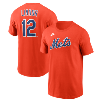 Men's Nike Francisco Lindor Orange New York Mets Cooperstown Collection Name & Number T-Shirt