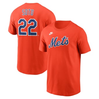 Men's Nike Juan Soto Orange New York Mets Cooperstown Collection Name & Number T-Shirt