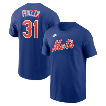 Men's Nike Mike Piazza Royal New York Mets Cooperstown Collection Name & Number T-Shirt