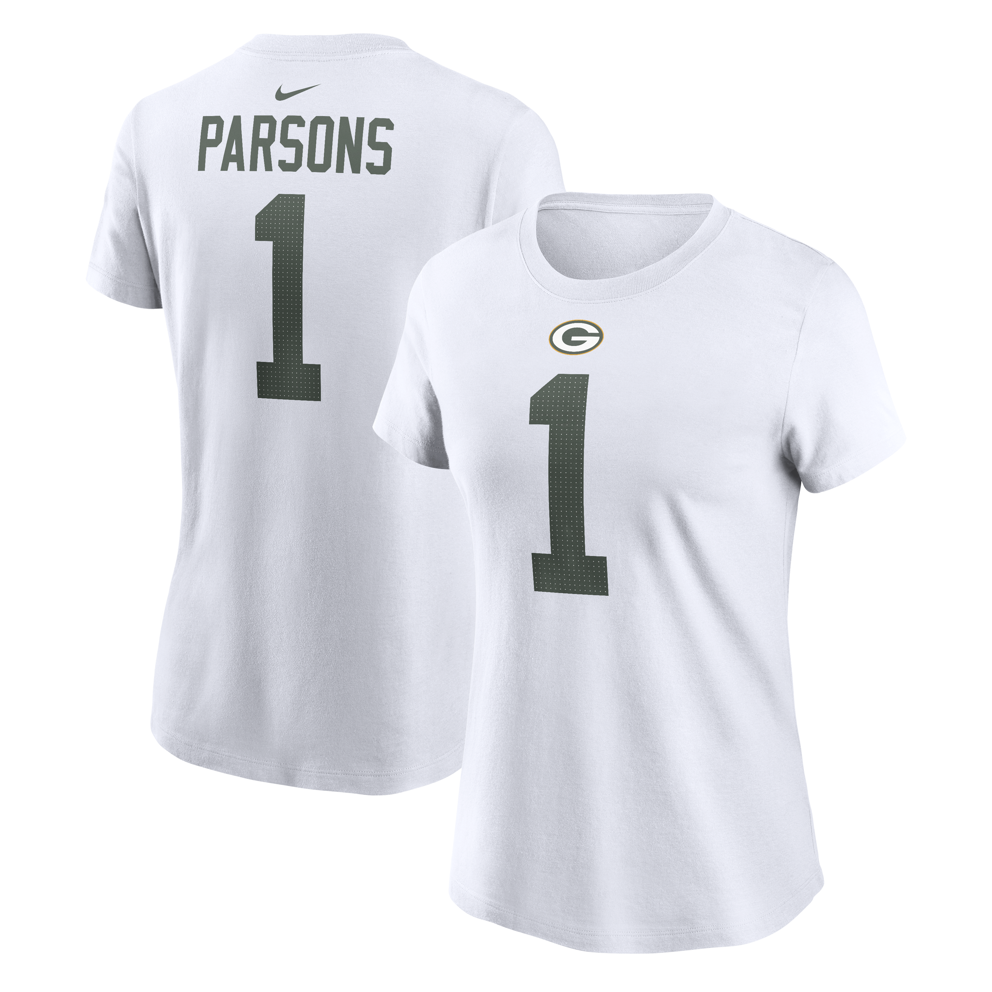Women's Nike Micah Parsons White Green Bay Packers Player Name & Number T-Shirt