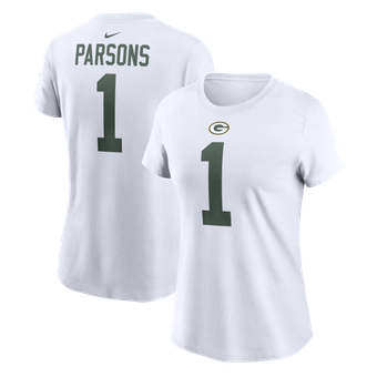 Women's Nike Micah Parsons White Green Bay Packers Player Name & Number T-Shirt