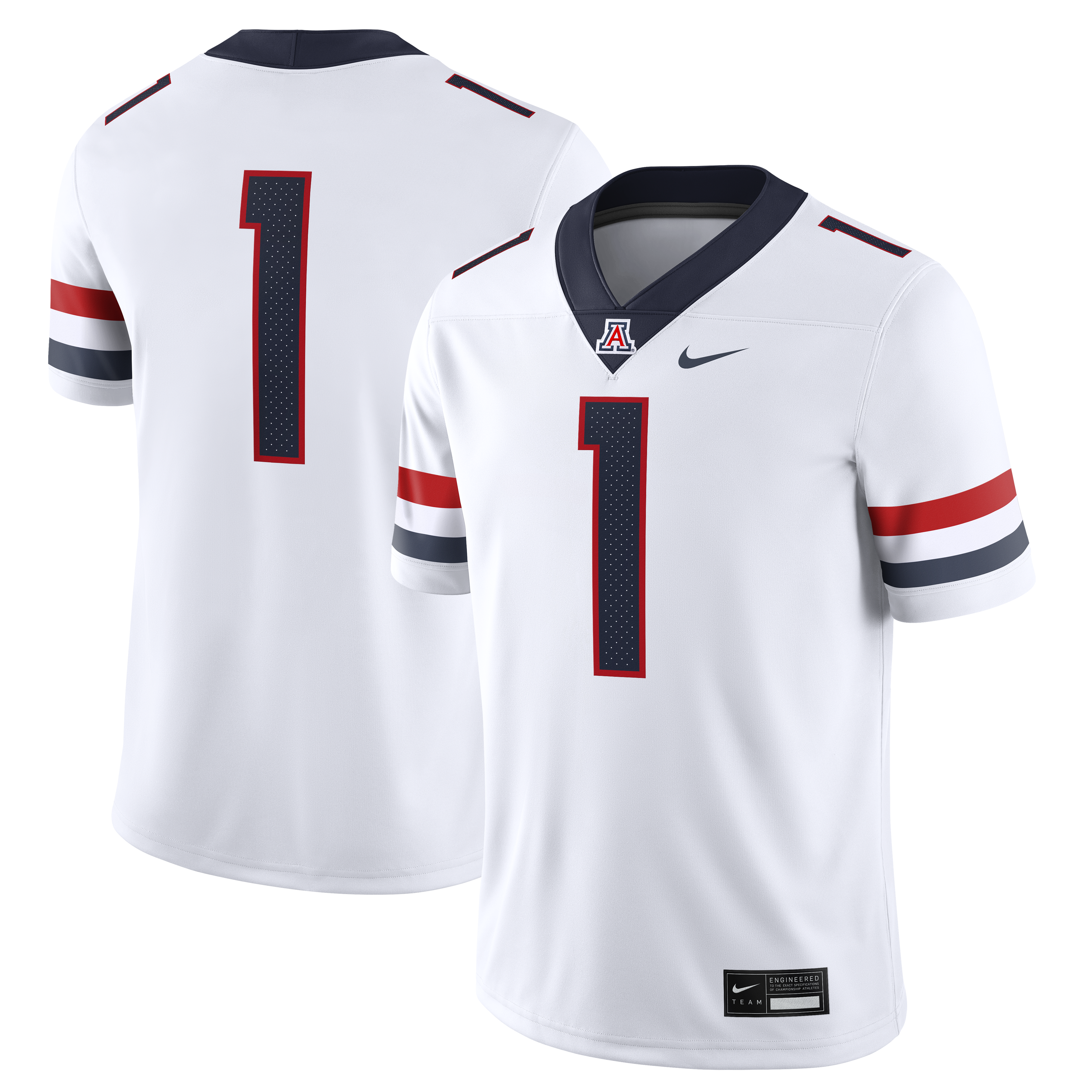 Men's Nike #1 White Arizona Wildcats Road Game Football Jersey