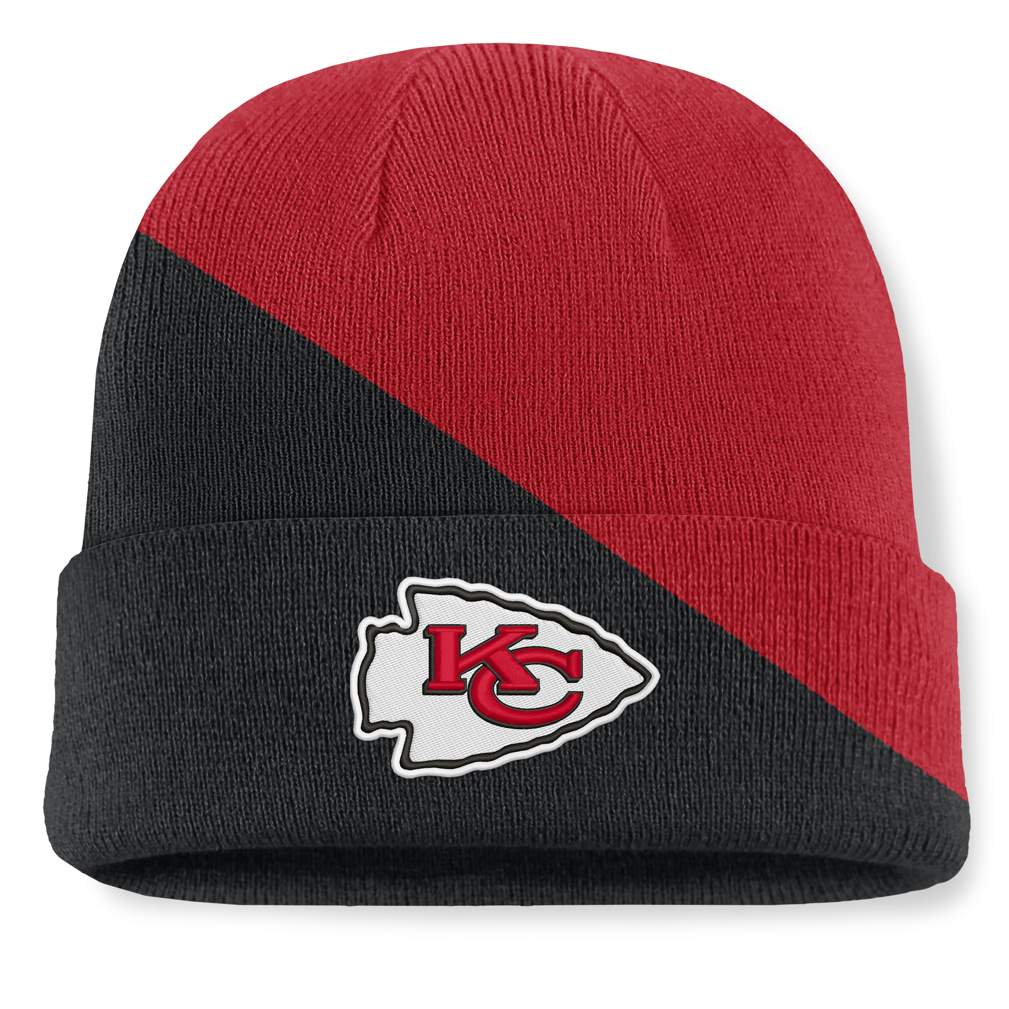 Men's Fanatics Red/Black Kansas City Chiefs Tilt Cuffed Knit Hat
